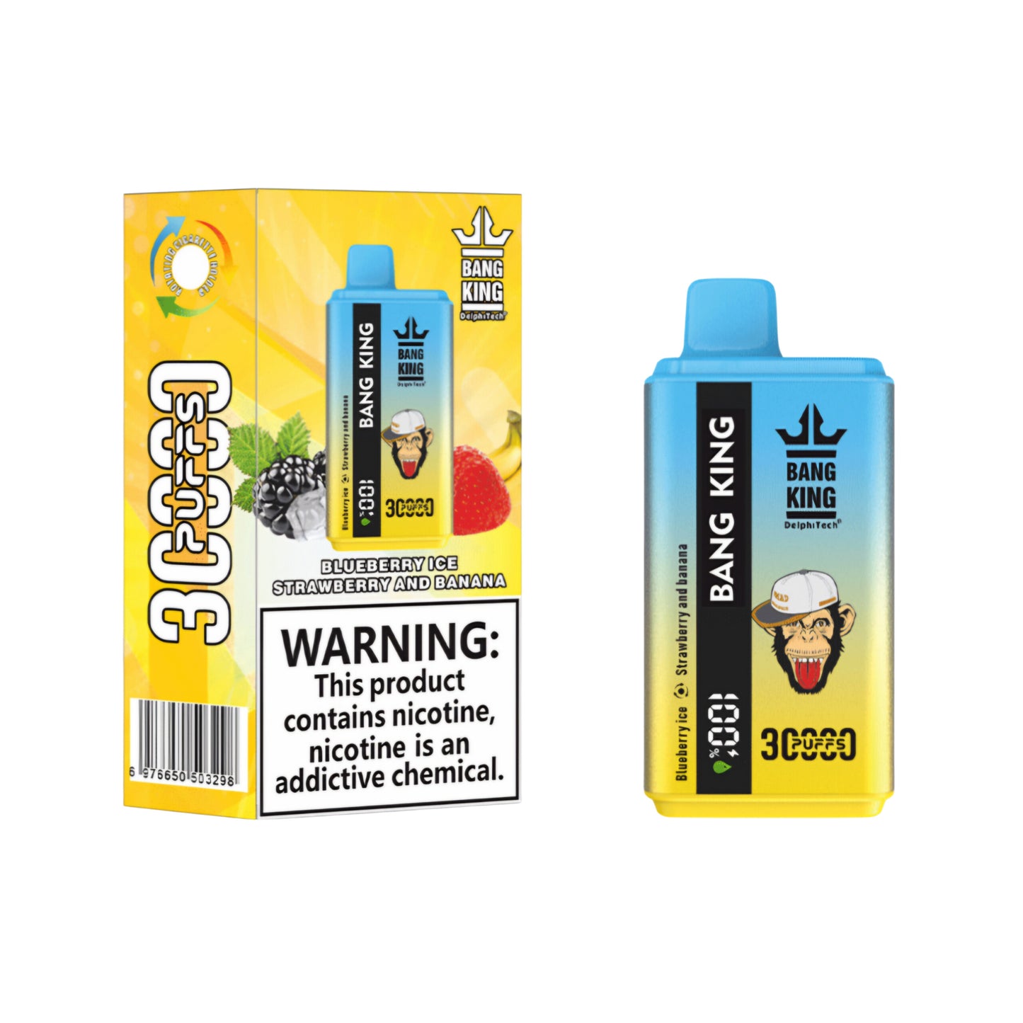 Bang King 30 Mil Puffs Blueberry Ice Strawberry /Banana